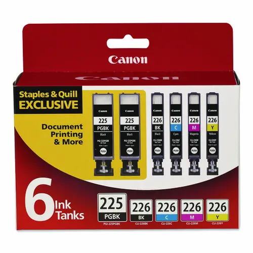 Canon® 956114 (PGI-225, PGI-226) Ink Cartridges, Black, Cyan, Magenta, (2) Photo Black, Yellow, 6/Pack