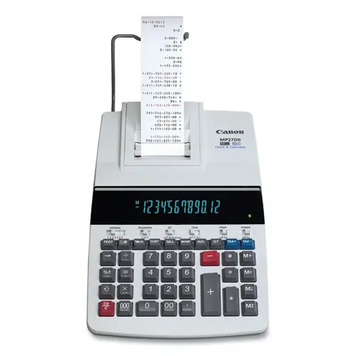 Canon® MP27DII 12-Digit Desktop Printing Calculator, Black/Red Print, 4.8 Lines/Sec