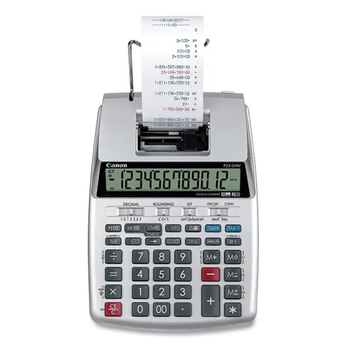 Canon® P23-DHV-3 12-Digit Desktop Printing Calculator, Black/Red Ink, 2.3 Lines Per Second