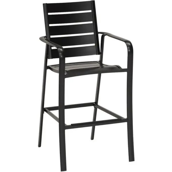 Cape Soleil Commercial Aluminum Slat Back Bar Height Chair