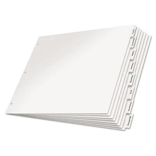 Cardinal® Paper Insertable Dividers, 8-Tab, 11 x 17, White, Clear Tabs, 1 Set