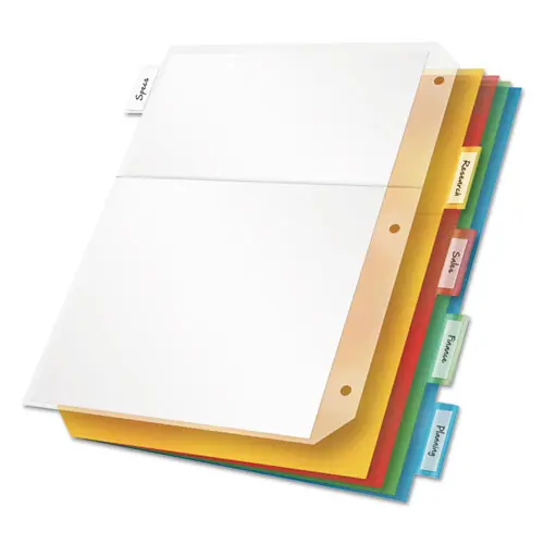 Cardinal® Poly Ring Binder Pockets, 8.5 x 11, Letter, Assorted Colors, 5/Pack