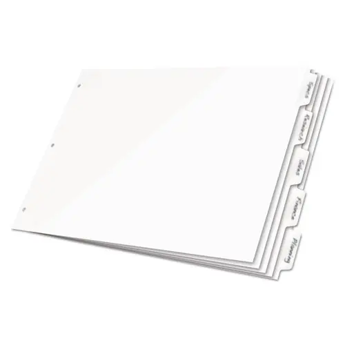 Cardinal® Write 'n Erase Tabloid Index Dividers, 5-Tab, 11 x 17, White, 1 Set