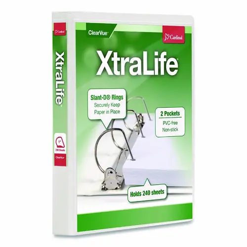 Cardinal® XtraLife® ClearVue™ Non-Stick Slant-D® Ring Binder