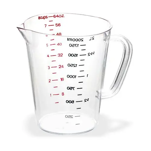 Carlisle Commercial Measuring Cup, 0.5 gal, Plastic, Clear