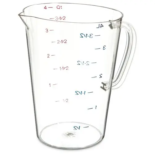 Carlisle Commercial Measuring Cup, 1 gal, Plastic, Clear
