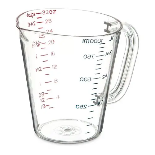 Carlisle Commercial Measuring Cup, 1 qt, Plastic, Clear