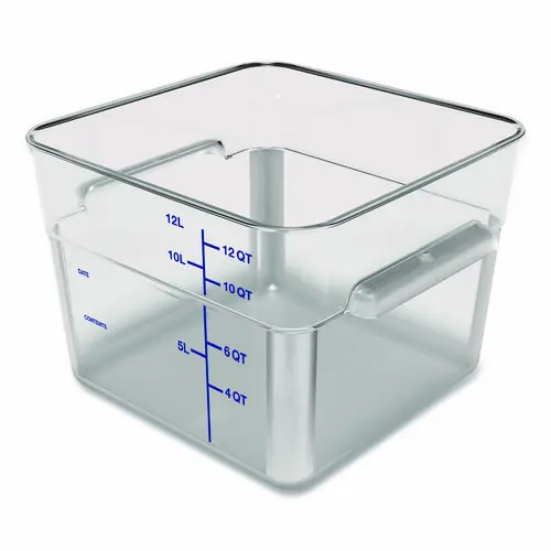 Carlisle Squares Polycarbonate Food Storage Container, 12 qt, Clear Plastic