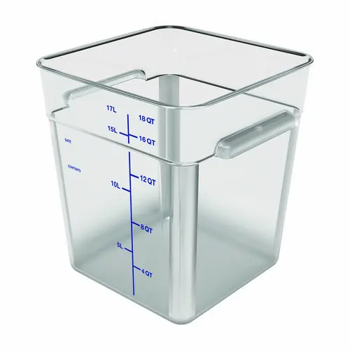 Carlisle Squares Polycarbonate Food Storage Container, 18 qt, Clear