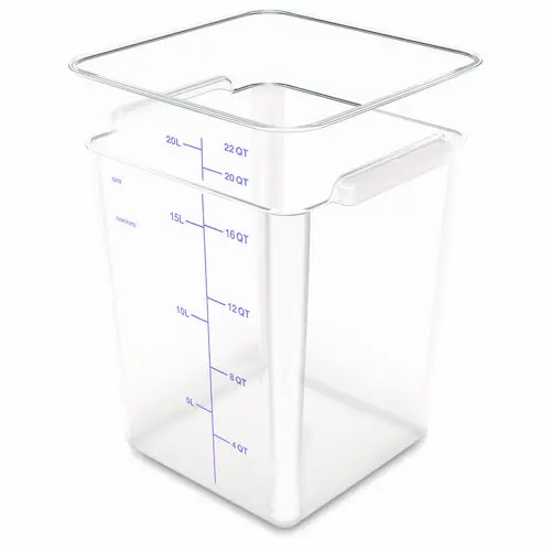 Carlisle Squares Polycarbonate Food Storage Container, Clear, 22 qt