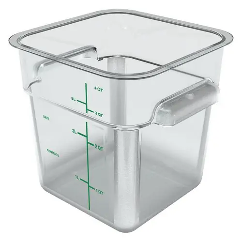 Carlisle Squares Polycarbonate Food Storage Container, 4 qt, Clear Plastic