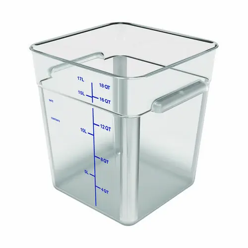 Carlisle Squares Polycarbonate Food Storage Container, Clear, 6 Quart