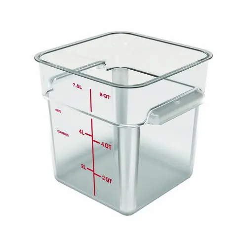 Carlisle Squares Polycarbonate Food Storage Container, 8 qt, Clear