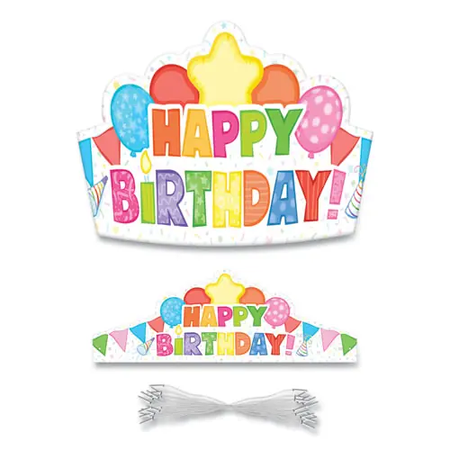 Carson-Dellosa Education Student Crown, Birthday, Assorted Colors, 30/Pack