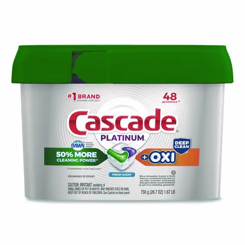 Cascade® Action Pacs+Oxi, Fresh Scent, 48 Pacs, 26.7 oz Tub