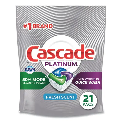 Cascade® ActionPacs, Fresh Scent, 11.7 oz Bag, 21 Tabs/Pack, 5 Packs/Carton