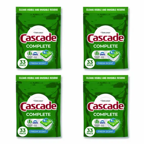 Cascade® Complete ActionPacs, Fresh Scent, 17.6 oz Bag, 33 Pacs/Bag, 4 Bags/Carton