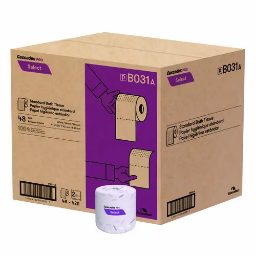 Cascades PRO Select Standard Bath Tissue, 2-Ply, White, 420 Sheets/Roll, 48 Rolls/Carton