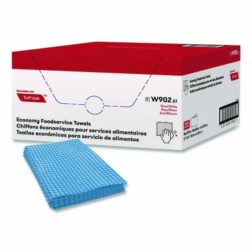 Cascades PRO Tuff-Job Foodservice Towels, Blue/White, 200 Towels per Carton