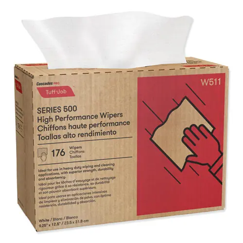 Cascades PRO Tuff-Job S500 High Performance Wipers, White, 9.25 x 12.5, 176 Wipes/Box, 10 Boxes/Carton