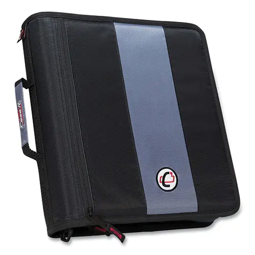 Case it™ Classic Zipper Binder, 3 Rings, 2" Capacity, 11 x 8.5, Black/Gray Accents