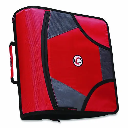 Case it™ King Size Mighty Zip Tab Binder, 3 Rings, 4" Capacity, 11 x 8.5, Red