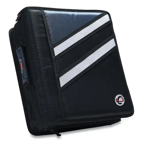 Case it™ Z-System 2-in-1 Zipper Binder, 3 Rings (x2), 1.5" Capacity (x2), Black/Gray Accents