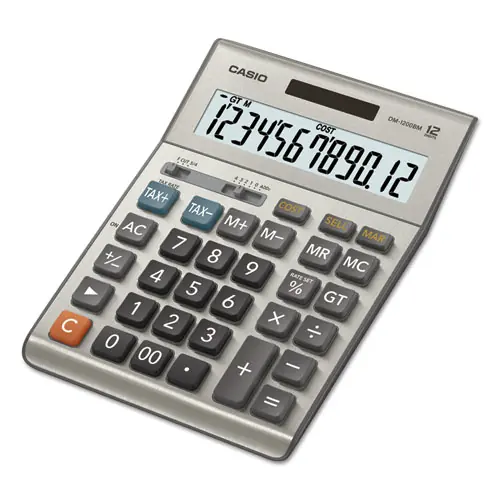 Casio® DM1200BM Desktop Calculator, 12-Digit LCD, Silver