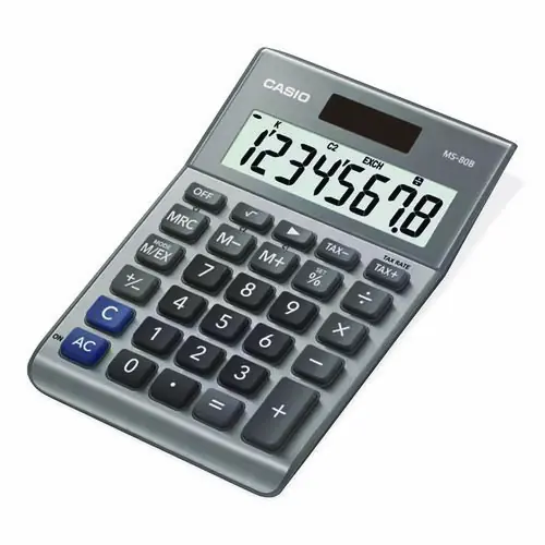 Casio® MS80B 8-Digit Battery and Solar Basic Calculator, LCD, Silver
