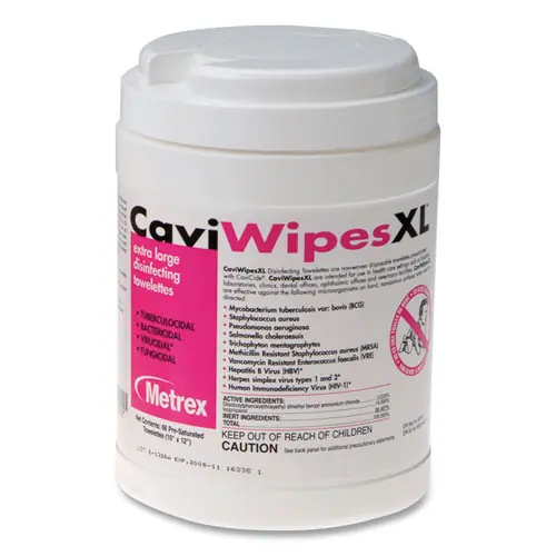 CaviWipes™ XL Disinfecting Towelettes, 10 x 12, Fragrance Free, White, 66 Wipes/Canister