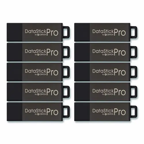 Centon DataStick Pro USB 2.0 Type A Flash Drive, 16 GB, Gray, 10/Pack