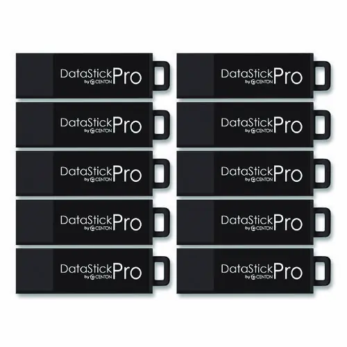 Centon DataStick Pro USB 3.2 Type A Flash Drive, 128 GB, Black, 10/Pack