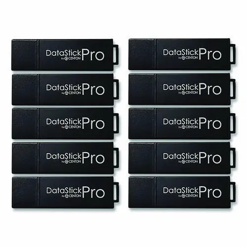 Centon DataStick Pro USB 3.2 Type A Flash Drive, 64 GB, Black, 10/Pack