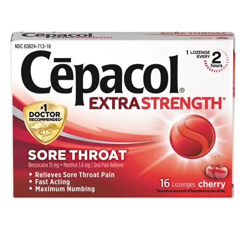 Cepacol® Extra Strength Sore Throat Lozenges, Cherry Flavor, 16 Lozenges per Box, 24 Boxes per Carton