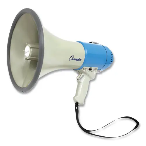 Champion Sports Megaphone, 12 W to 25 W, 1,000 yds Range, White/Blue