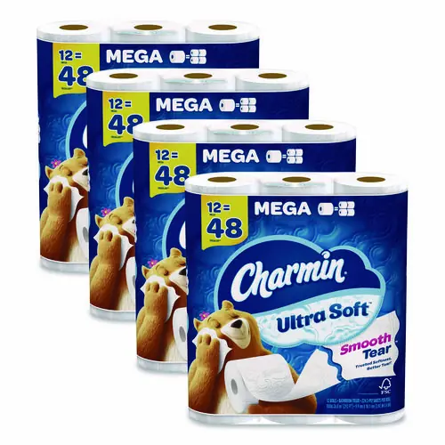 Charmin® Ultra Soft Bathroom Tissue, Mega Roll, 2-Ply, White, 224 Sheets/Roll, 12 Rolls/Pack, 4 Packs/Carton