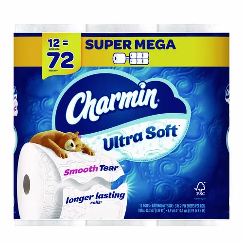 Charmin® Ultra Soft Bathroom Tissue, 2-Ply, White, 336 Sheets per Roll, 12 Rolls per Pack, Septic Safe