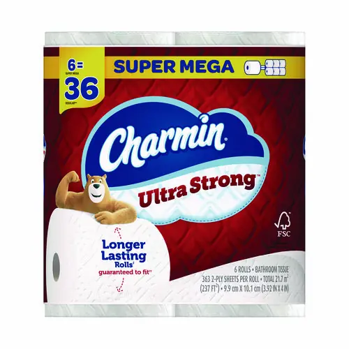 Charmin® Ultra Strong Bathroom Tissue, Septic Safe, 2-Ply, White, 363 Sheets per Roll, 6 Rolls per Pack
