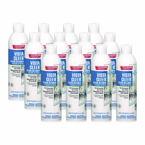 Chase Products Vista Cleer Ammonia-free Glass Cleaner, Clean Scent, 20 oz Aerosol Spray, 12/Carton