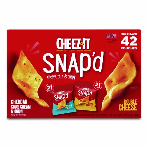 Cheez-It® Snap'd Crackers Variety Pack, Cheddar Sour Cream and Onion; Double Cheese, 42 Bags, 0.75 oz Each
