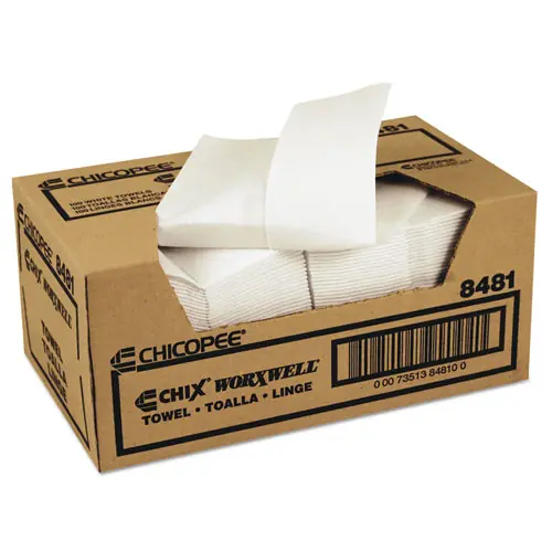 Chicopee® Durawipe Shop Towels, 13 x 15, Z-Fold, White, 100/Carton