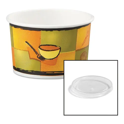 Chinet® Streetside Paper Food Container with Plastic Lid, Streetside Design, 8 oz to 10 oz, 250/Carton