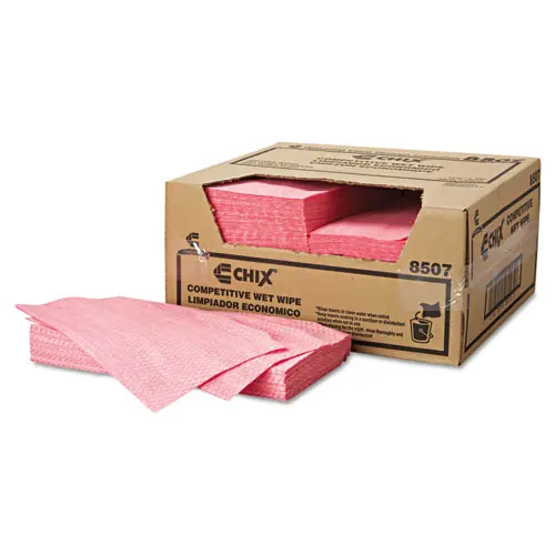 Chix® Wet Wipes, Diamond-Pattern Design, 11.5" x 24", White/Pink
