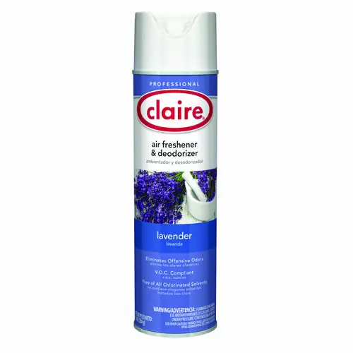 Claire® Aerosol Air Freshener and Deodorizer, Lavender, 12 Cans, 10 oz Each