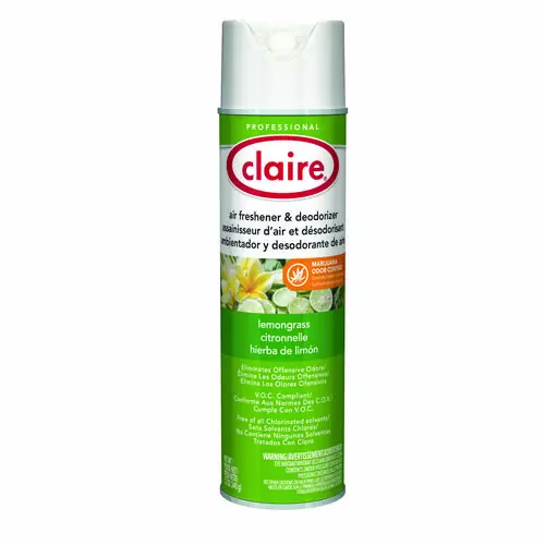 Claire® Aerosol Air Freshener and Deodorizer, Lemongrass Citronella, 12 Cans