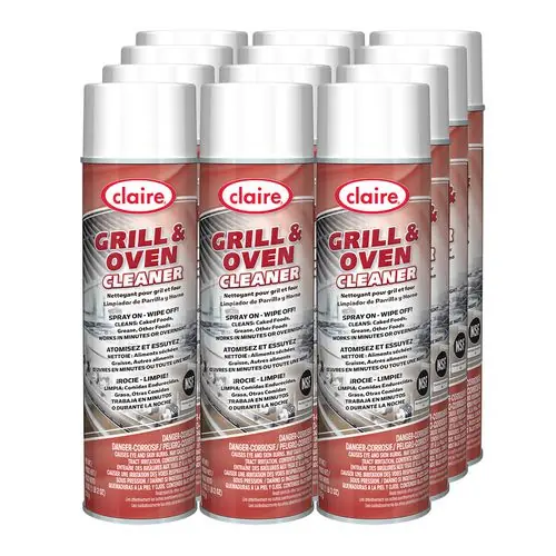 Claire® Grill and Oven Cleaner, 18 oz Aerosol Spray, 12/Carton