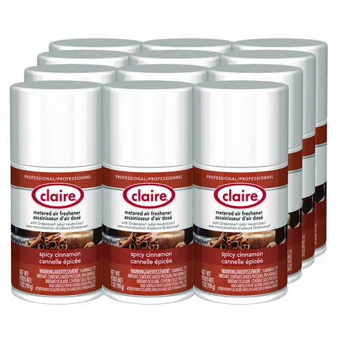 Claire® Metered Air Freshener, Cinnamon, 11 oz Aerosol Spray, 12/Carton