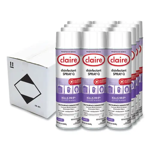 Claire® Spray Q Disinfectant, Lavender Scent, 17 oz Aerosol, 12/Case