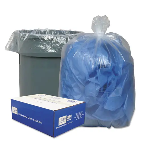 Classic Clear Linear Low-Density Can Liners, 56 Gallon, Clear, 100 Bags