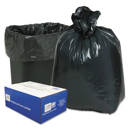 Classic Linear Low-Density Can Liners, 10 gal, 0.6 mil, 24" x 23", Black